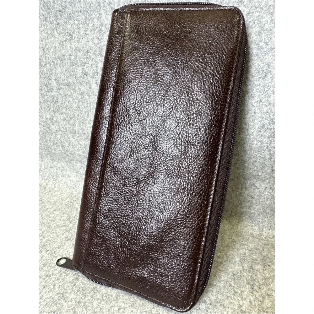 Dopp Travel Wallet Passport Holder Genuine Leather Brown‎ ID Slots